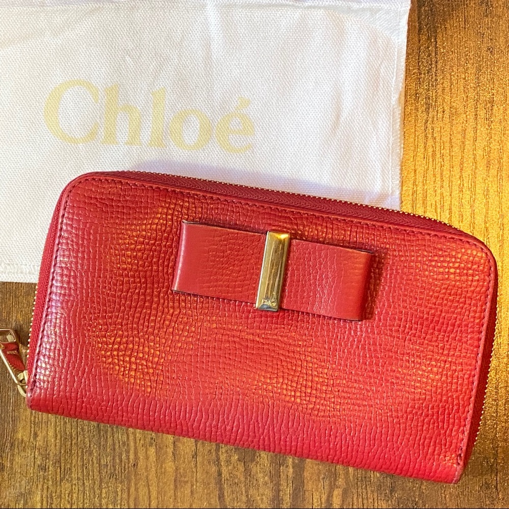 Authentic Chloe Bow Zip Long Wallet